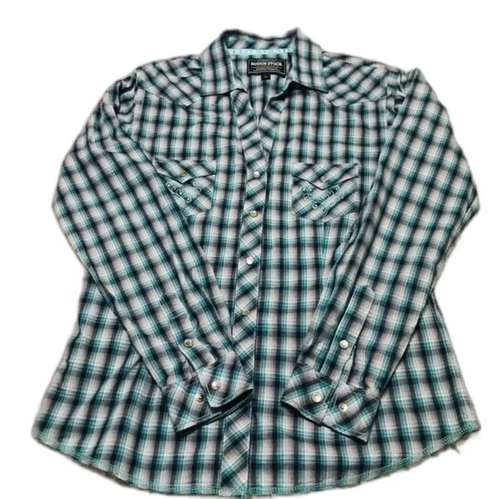 Rough Stock light blue shirt  Panhandle slim button down shirt size M western